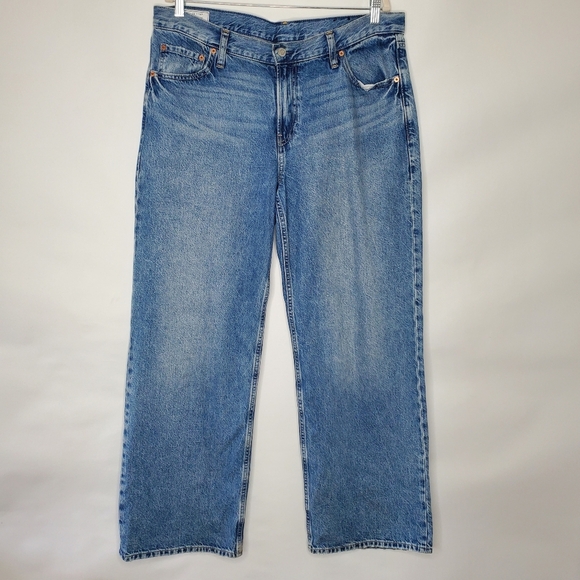 Gap Low Stride Wide Leg Jeans Size 32 / 14 Medium Wash Cotton Low Rise Denim - Picture 14 of 14